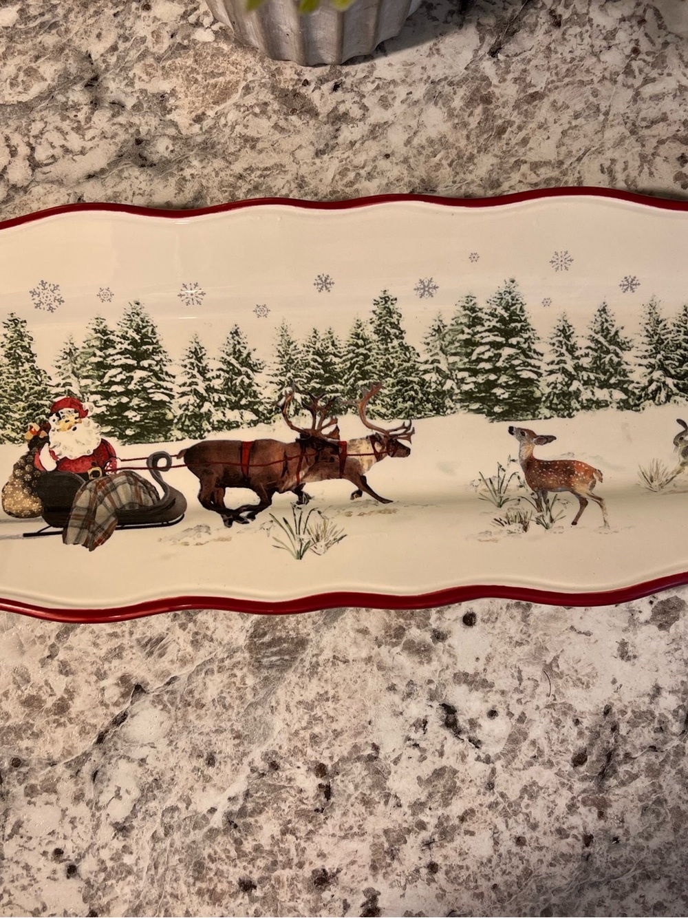 Better Homes And Gardens Santa Sleigh Rectangular Tray - Red Trim - Picture 3 of 4